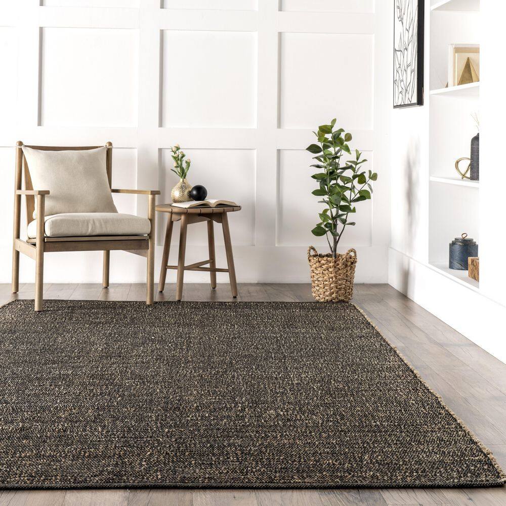 Charcoal Cotton-Blend 6' x 9' Flat Woven Handmade Area Rug