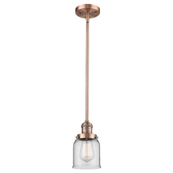 Bell 60-Watt 1-Light Antique Copper Standard Mini Pendant Light with Clear Glass, No Bulbs Included
