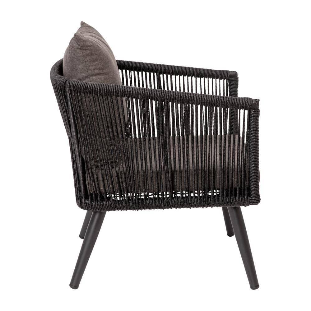 Kierra Black and Gray Metal 4-Piece Patio Conversation Set