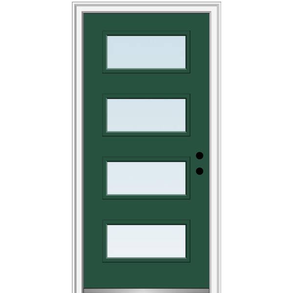 MMI Door 36 in. x 80 in. Celeste Left-Hand Inswing 4-Lite Clear Low-E Glass Painted Steel Prehung Front Door on 4-9/16 in. Frame