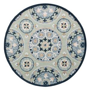 Bella Sage Green/Blue 3 ft. Round Eclectic Hand-Tufted Floral 100% Wool Round Area Rug