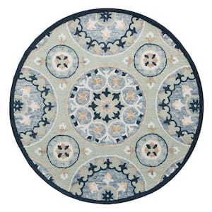 Bella Sage Green/Blue 7 ft. 3 in. Round Eclectic Hand-Tufted Floral 100% Wool Round Area Rug