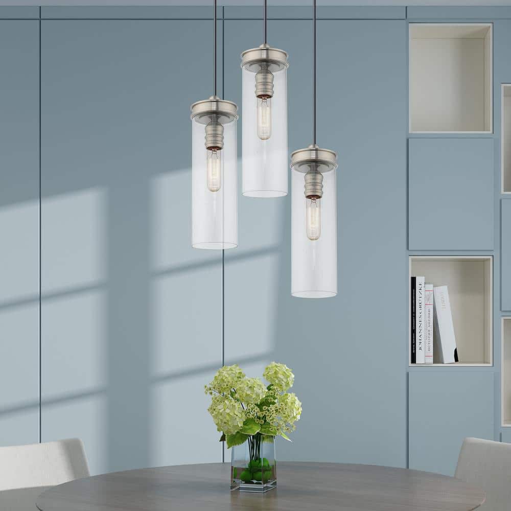 Modern Mini LED Pendant in Brushed Nickel with Clear Glass