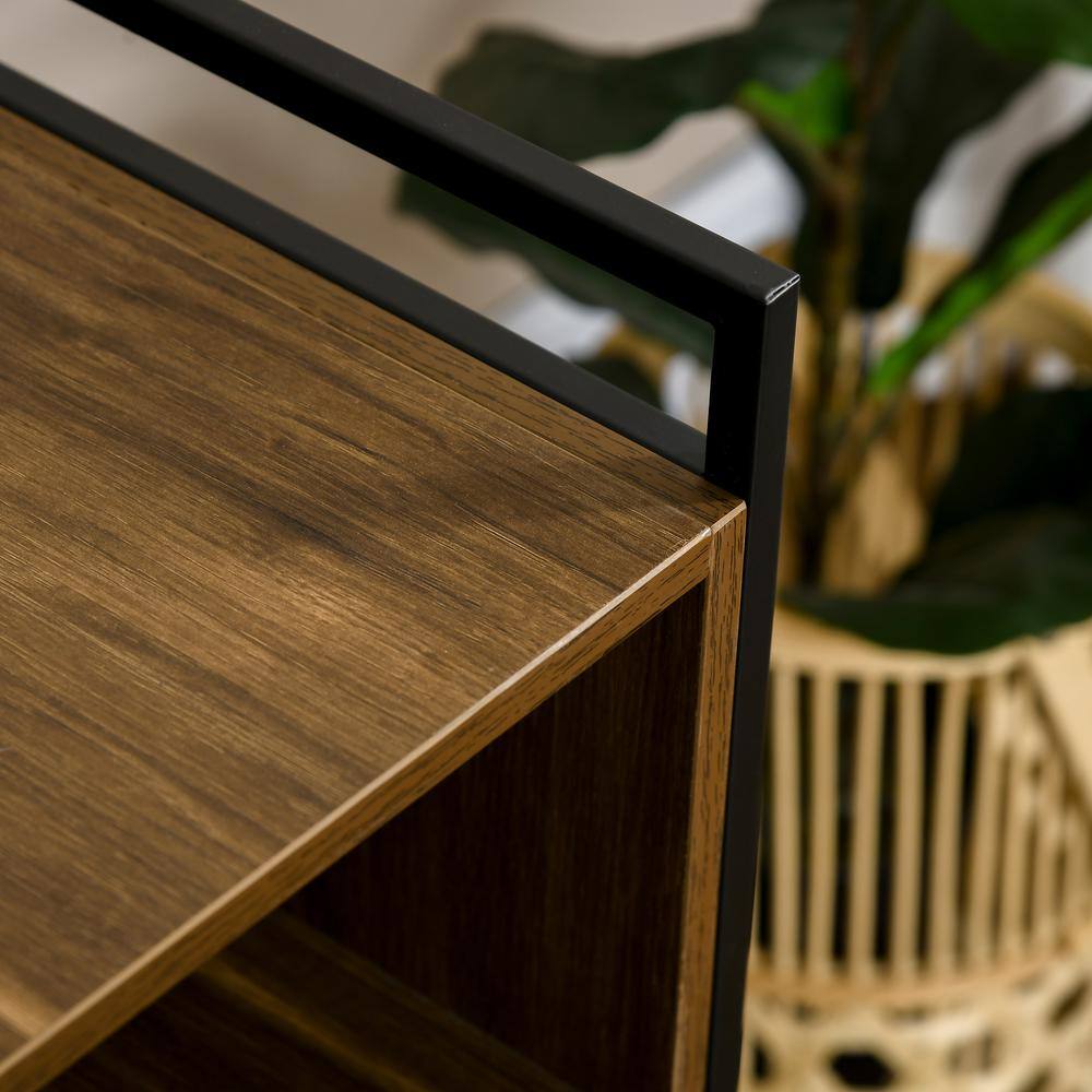 Brown Wood and Metal Freestanding Cat Litter Box Enclosure