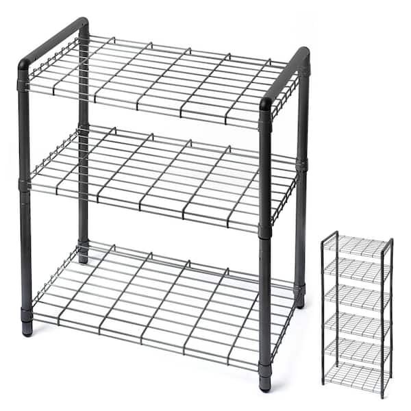 Delta 23 in. 3 Tier Adjustable Wire Shelving with Extra Connectors For Stacking Black