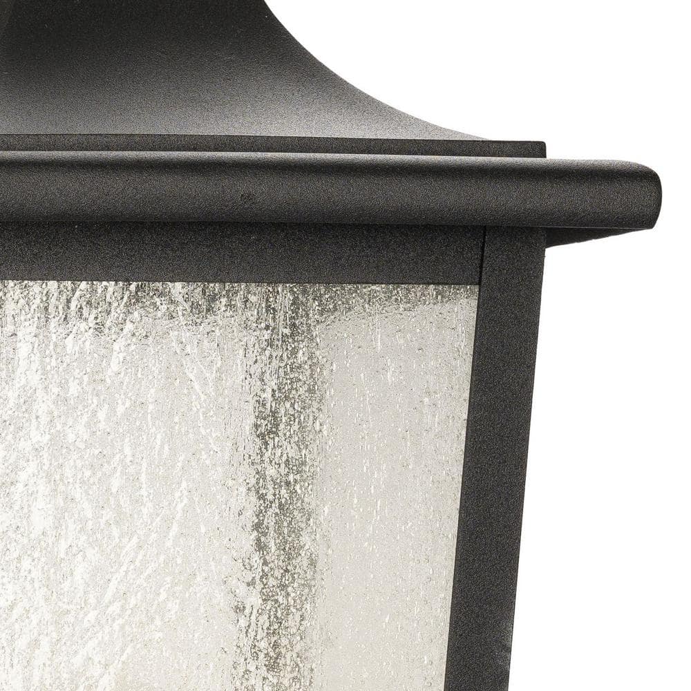 Padgett Textured Black Outdoor Post Light with Clear Seeded Glass