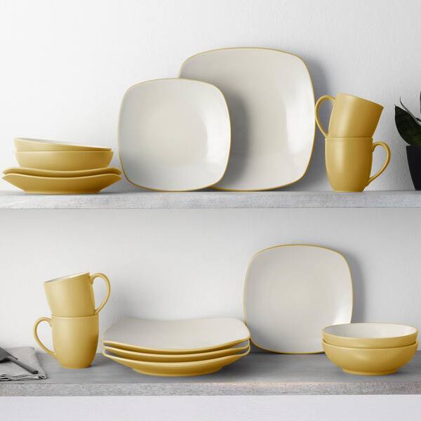 Noritake Colorwave Mustard 16-Piece Square (Yellow) Stoneware