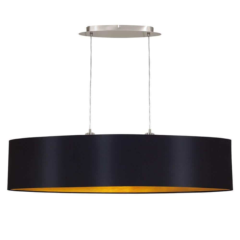 Maserlo 39.37 in. W x 72 in. H 2-Light Satin Nickel Pendant Light with Blac