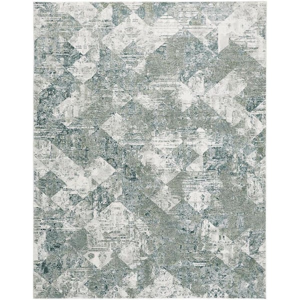HomeRoots 2 ft. x 8 ft. Green, Ivory Patchwork Area Rug