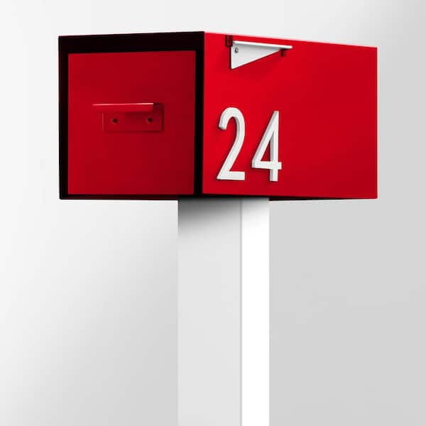 The Malone Color Series-Red Malone Post Mounted Mailbox with White Post