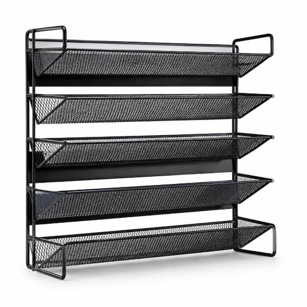 Magnetic Spice Rack Organizer 13.2 in. W x 9.8 in. H with 28 Glass Jars, Labels, and 4 Hooks, Black Steel
