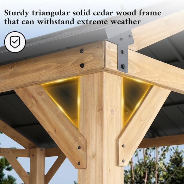 INMITOM 13 ft. x 15 ft. Cedar Wood Hardtop Gazebo With