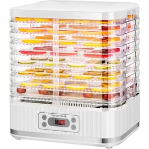 Electric 8-Tray White Food Dehydrator with Digital Timer and Temperature Control