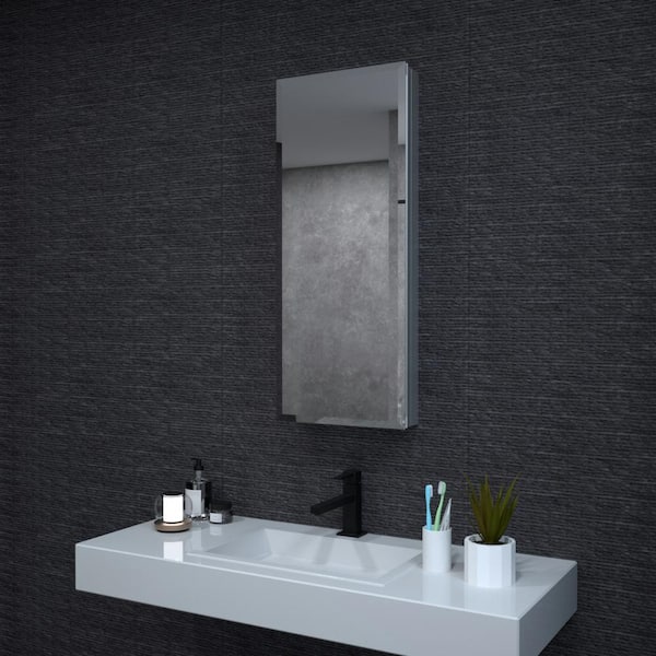 niveal 15 in. W x 36 in. H Rectangular Silver Aluminum Recessed/Surface Mount Medicine Cabinet with Mirror