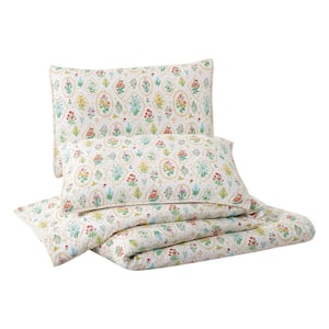 Floral Wallpaper 3-Piece Multicolored Cotton King Quilt Set