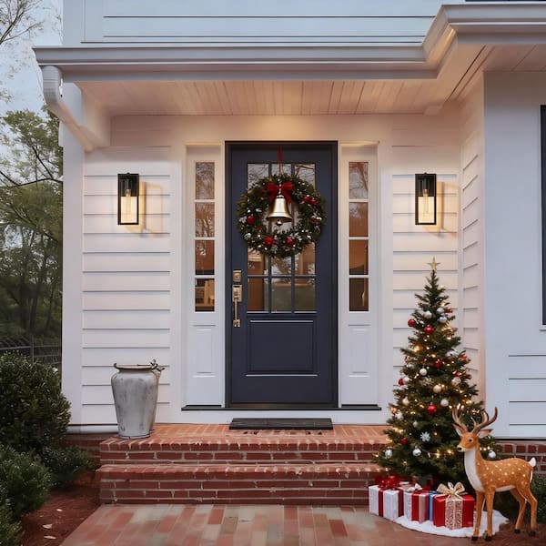 Modern Black 1-Light Outdoor Wall Lantern Industrial Rectangle Exterior Wall Sconce with Clear Glass Shade for Patio