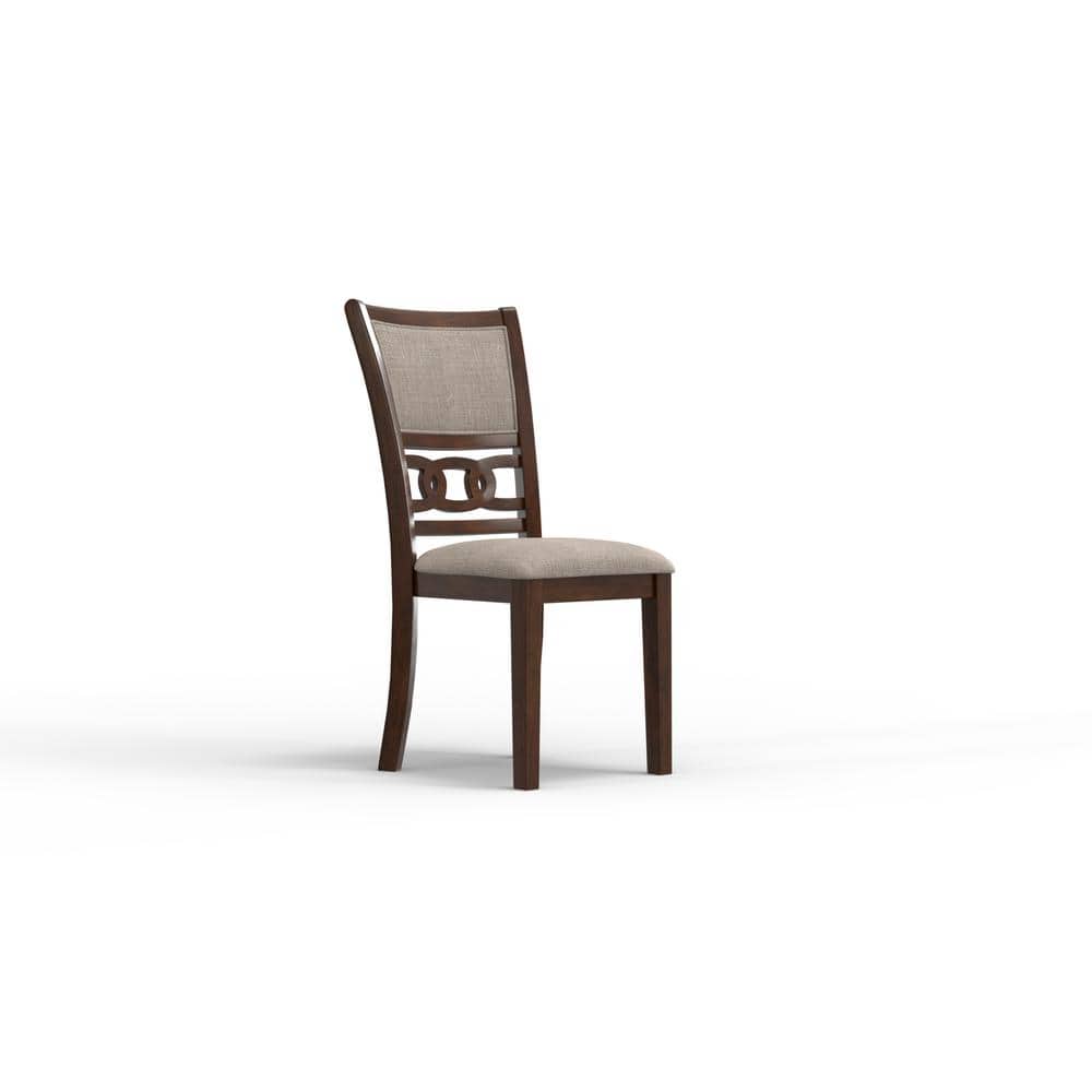 Gia 42" Round Brown Cherry Wood Dining Set with 2 Chairs