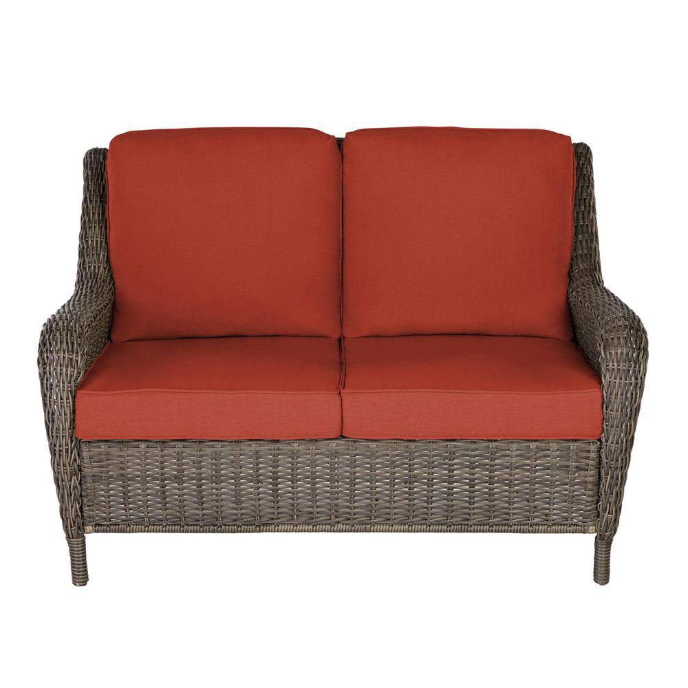 Hampton Bay Cambridge Gray Wicker Outdoor Patio Loveseat with