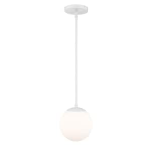 Niveous 7 in. 80-Watt Equivalent Integrated LED White Pendant with Glass Shade