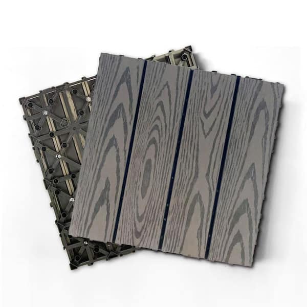 Tidoin Outdoor 1 ft. x 1 ft. Composite Deck Tile in Dark Gray (20 Per Box)