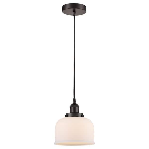 Bell 60-Watt 1-Light Oil Rubbed Bronze Standard Mini Pendant Light with Painted Glass Shade, No Bulbs Included