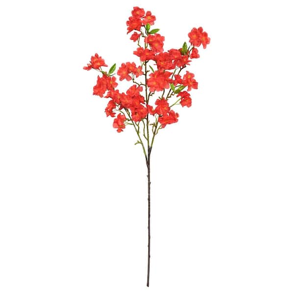 LIVING LUXURY 40 in. Red Artificial Cherry Blossom Flower Stem Spray Set of 3