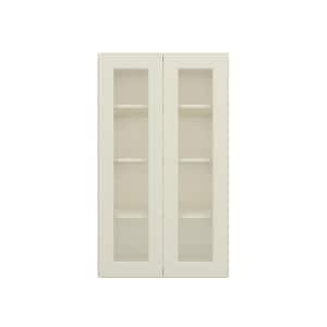 24 in. W x 12 in. D x 42 in. H in Antique White Ready to Assemble Wall Kitchen Cabinet with No Glasses