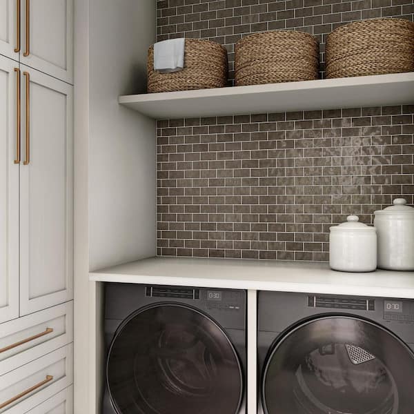 Artezen Metallic Vibe 12 in. x 12 in. Glossy Ceramic Brick Joint Mosaic Wall Tile (9.96 sq. ft. /case)