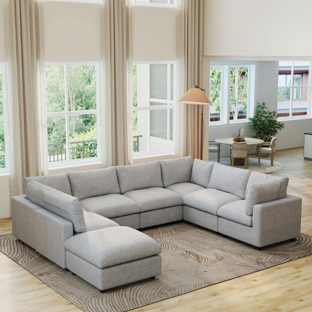 Magic Home Sofa Covers Washable, 134 in. Square Arm Chenille U