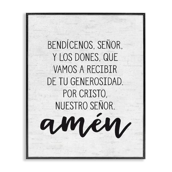 Stupell Industries Dinner Prayer by Lettered and Lined Black Framed Religious Giclee Art Print 30 in. x 24 in.