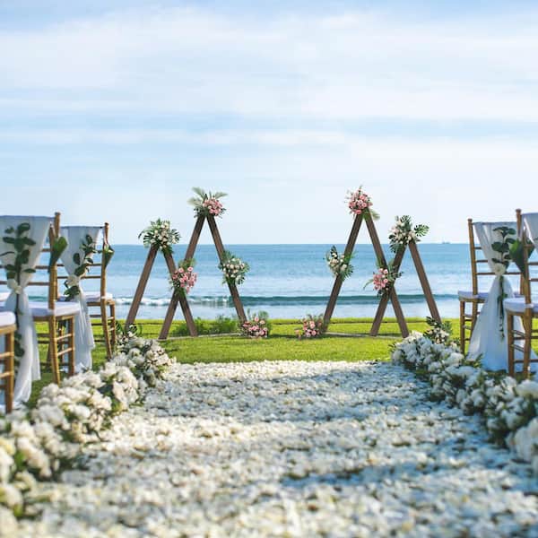 Kingdely 58.66 in. x 68.11 in., Wood Double Triangular Arbor Arch for Garden Decoration, Outdoor Durable Decorative Props