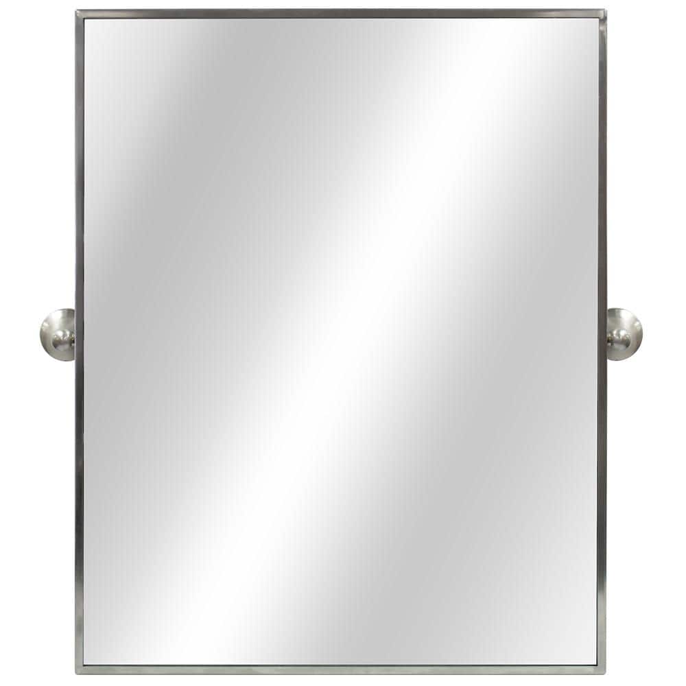 Home Decorators Collection 22 in. x 28 in. Framed Fog Free Wall Mirror in Brushed Silver 81160