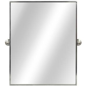 22 in. x 28 in. Framed Fog Free Wall Mirror in Brushed Silver