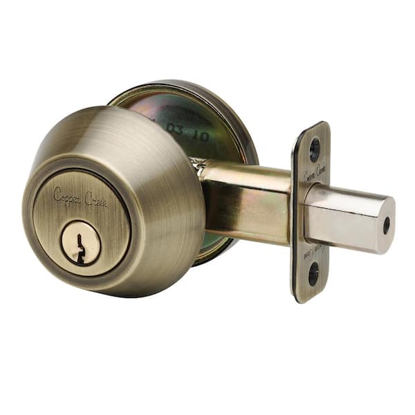 Single Cylinder Antique Brass Deadbolt