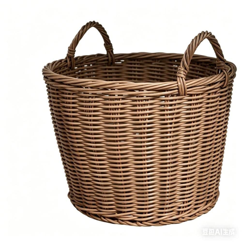 Brown 16 in. x 10.5 in. Round Cone Woven Decorative Resin Wicker