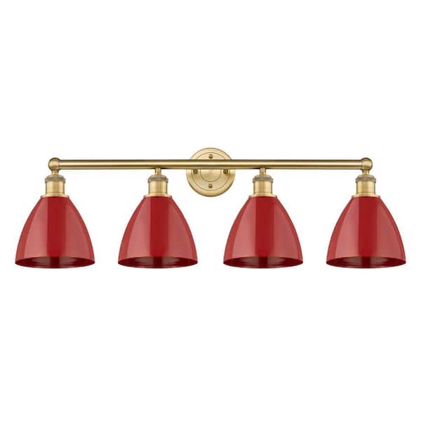 Plymouth Dome 34.5 in. 4-Light Brushed Brass Vanity Light with Metal Shade