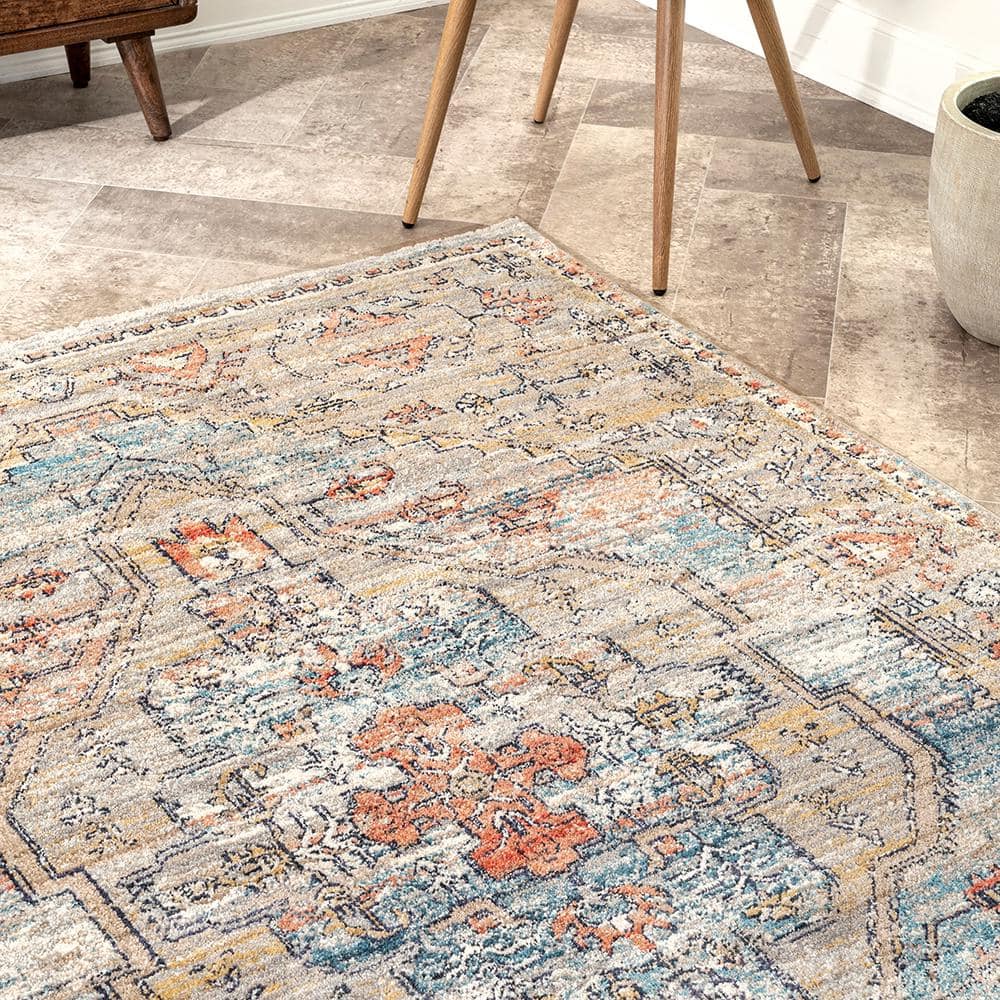 Regal Charm Gray Synthetic 8' x 10' Medallion Area Rug