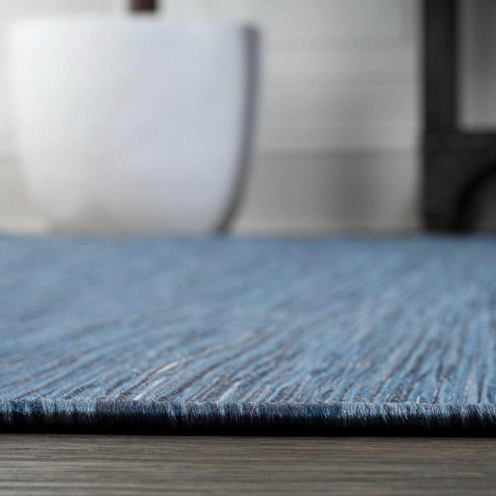 Ethan Blue Flatweave Synthetic 8' x 10' Area Rug