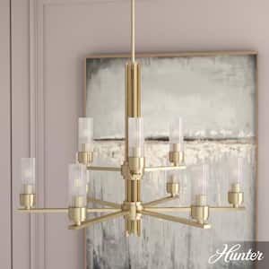 Gatz 9-Light Alturas Gold Candlestick Chandelier with Ribbed Glass Shades