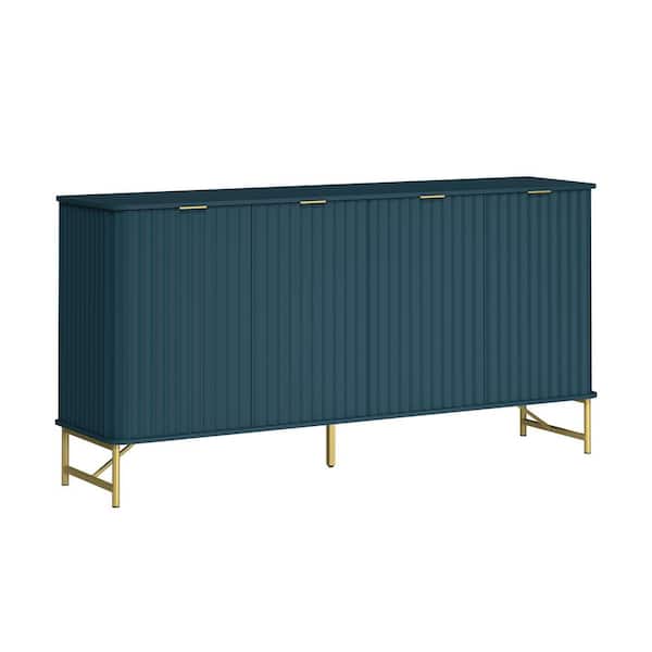 Boyel Living 4-Door Green Accent Cabinet Room Office Storage Cabinet with Shelves (62.99 in. D x 15.75 in. W x 31.5 in. H )