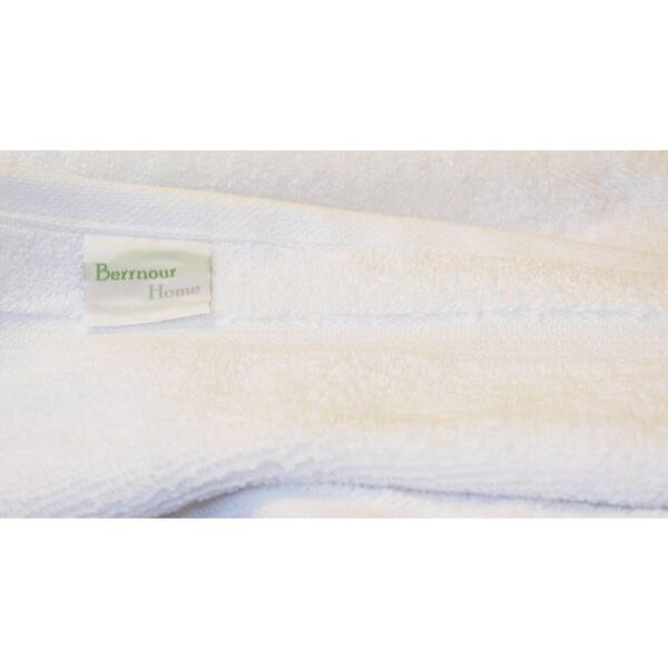 Ottomanson Solomon Collection 13 in. W x 13 in. H 100% Turkish Cotton Bordered Design Luxury Washcloth in White (Set of 8)