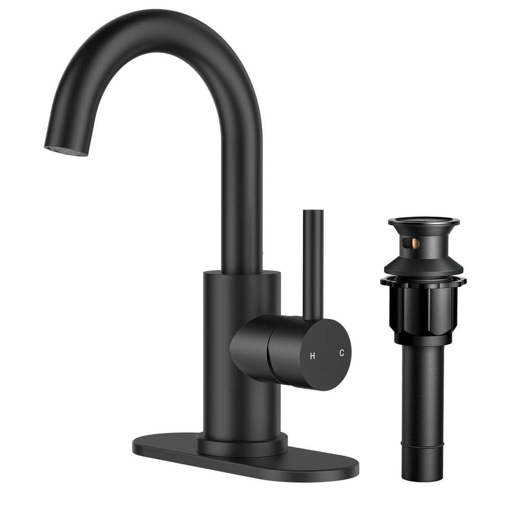 Matte Black Single Handle High Arc Bathroom Faucet