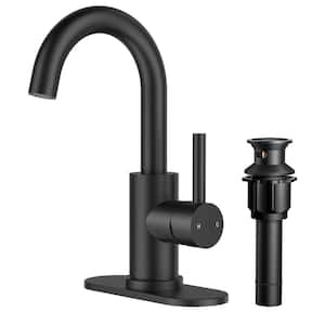 Single Hole 1-Handle Bathroom Faucet in Matte Black