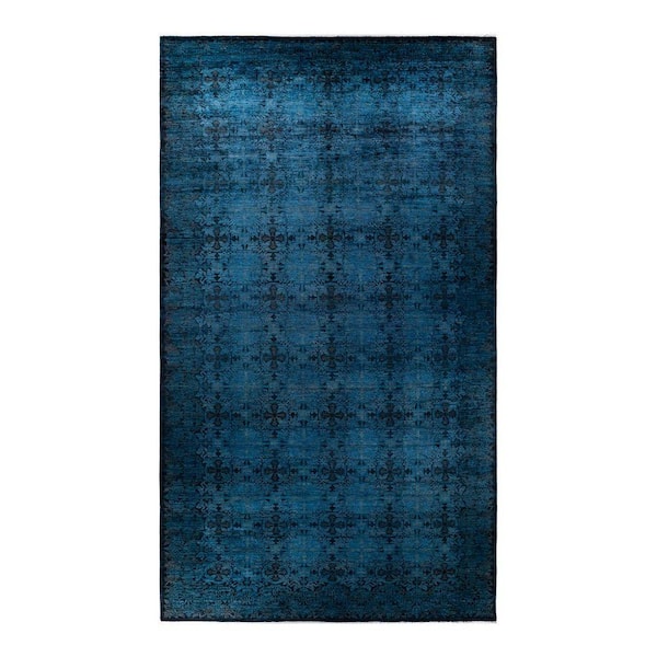 Overdyed Black 10 ft. x 18 ft. Solid Wool Indoor Area Rug