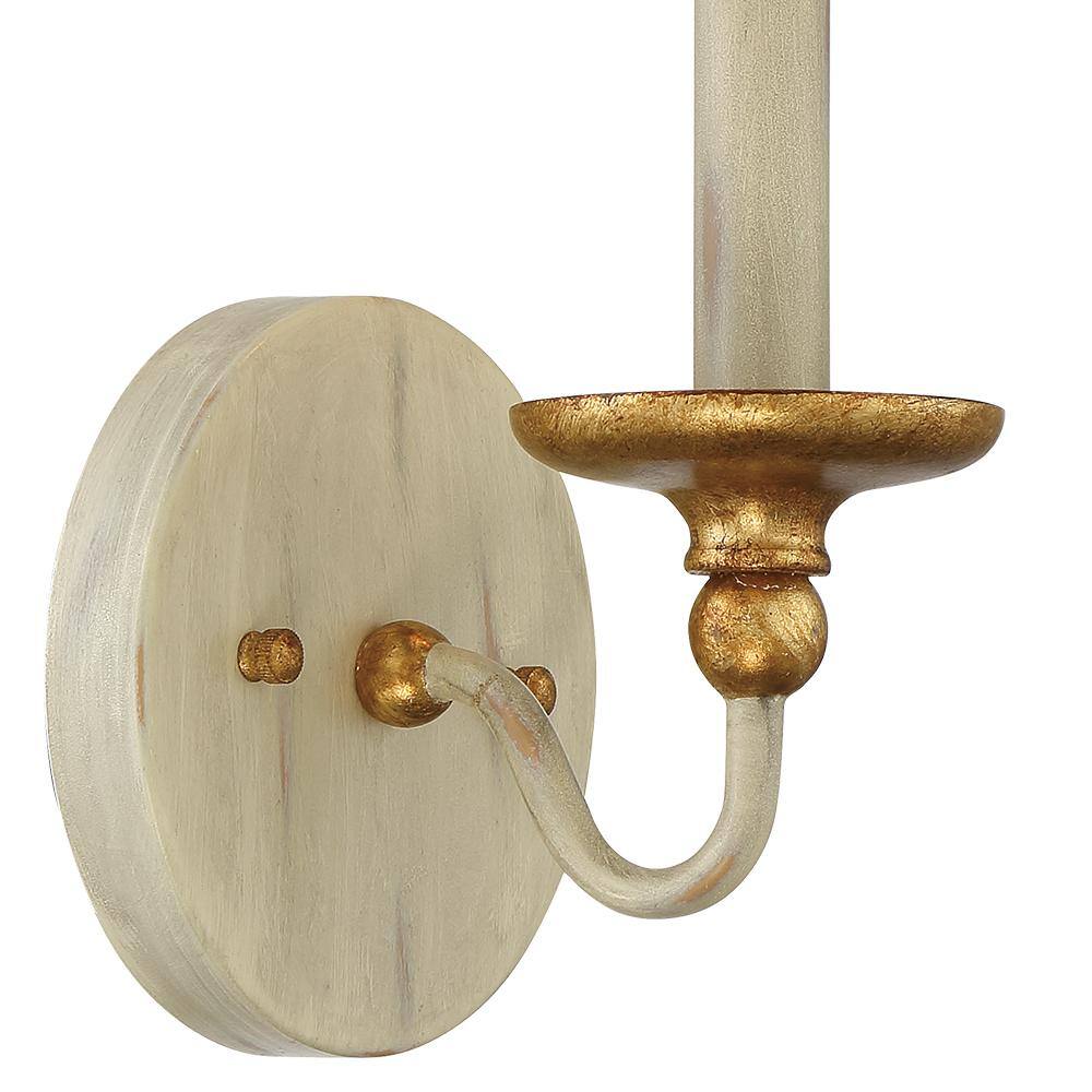 Farmhouse White & Gilded Gold Leaf Steel Dimmable Sconce