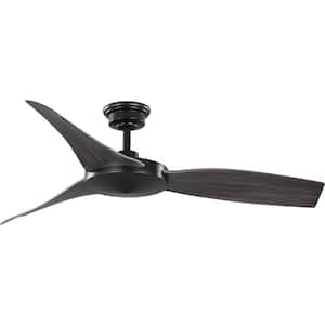 Spicer 54 in. Indoor/Outdoor Matte Black Contemporary Ceiling Fan with Remote Included for Living Room and Bedroom