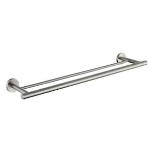 Bathroom 24 in. Wall Mounted Double Towel Bar Towel Holder in Brushed Nickel