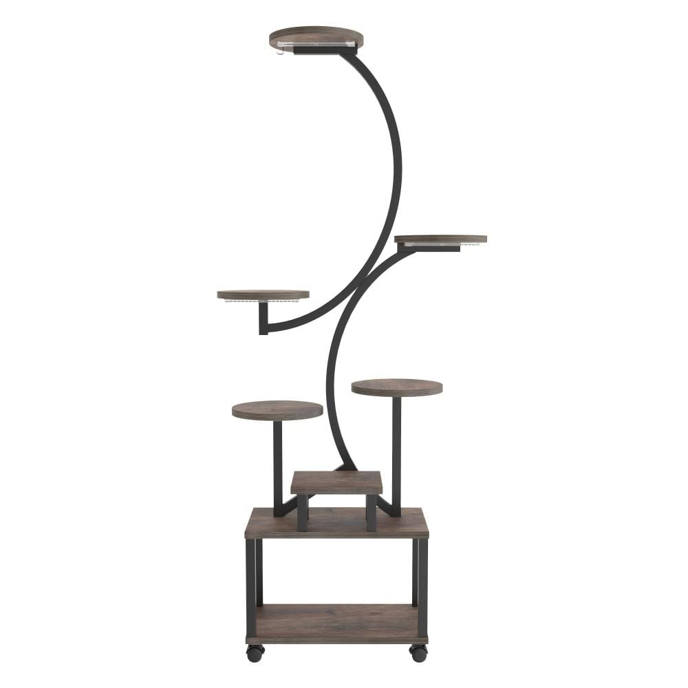 61 in. Indoor Brown 8-Tier Composite Wood Plant Stand with LED Grow Light and Wheels price history on PriceWatchPro