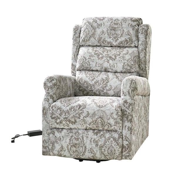 JAYDEN CREATION Flamin Beige Lift Assist Power Recliner with 1-Side Pocket