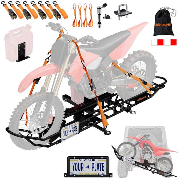 510 lbs. Capacity Dirt Bike Hitch Hauler - Ramp Free, Tilting Design for Easy 1-Person Loading - Gas Can Attachment